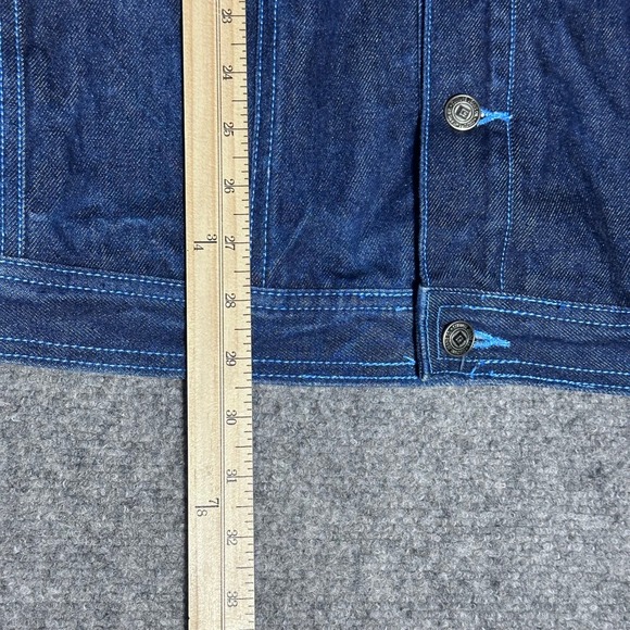 Y2K Vintage Culture Denim Jacket Dark Blue Workwear 100% Cotton Taiwan Size L - Picture 6 of 10